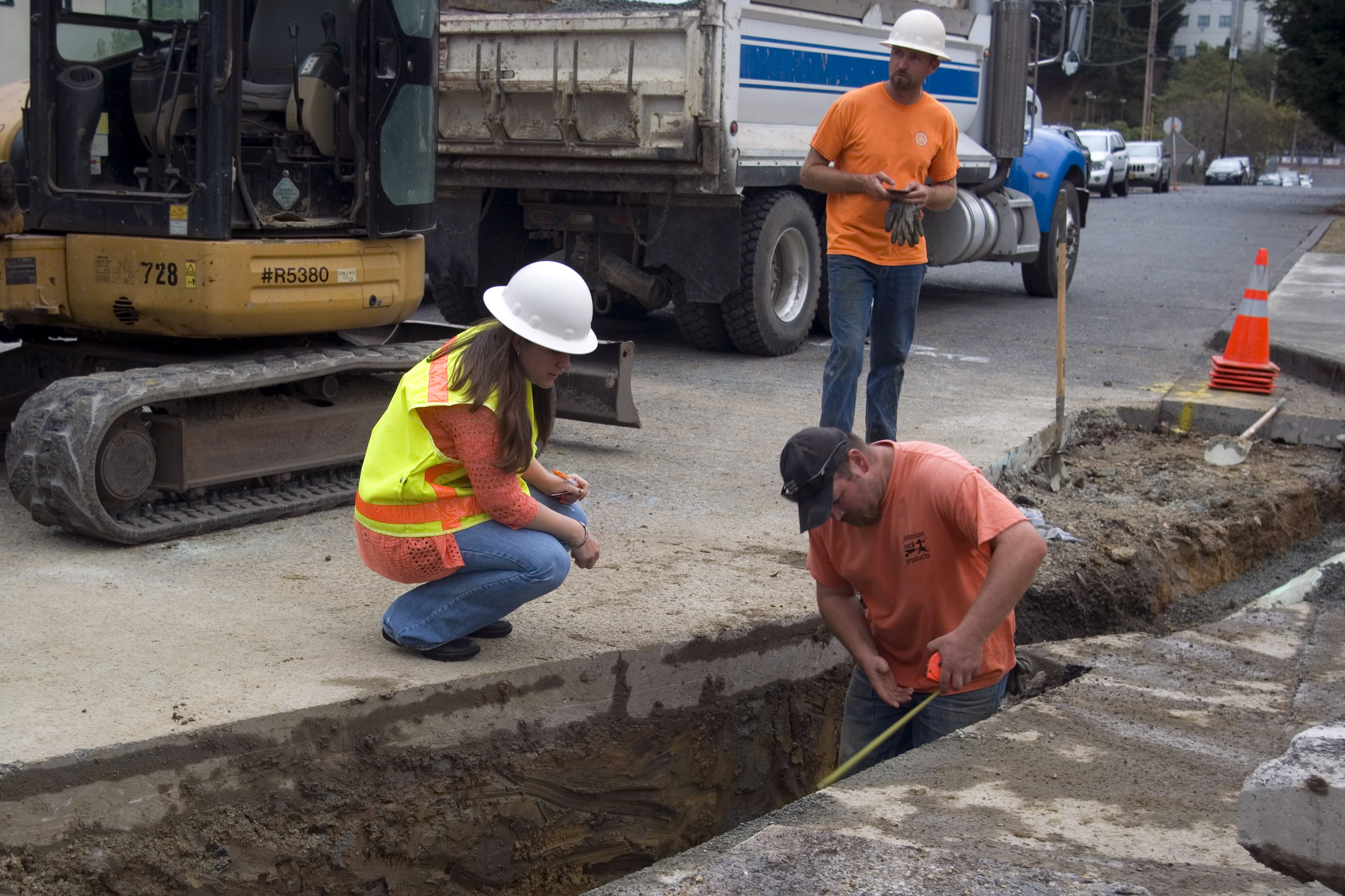 City inspectors check sewer repairs